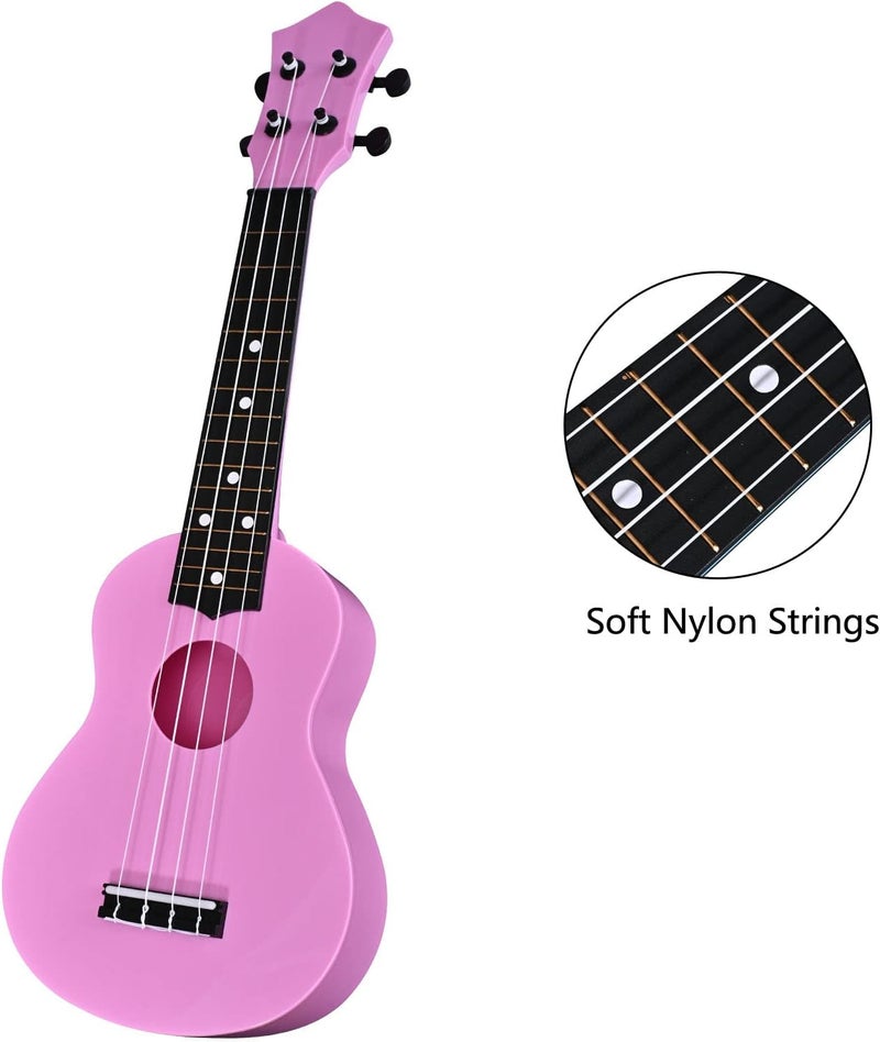 LIEKE Kids Ukulele 21 Inch Soprano Ukelele,Musical Instrument,Toy Ukulele Gift for Girls Children Beginners with Bag (Pink) - Image 3